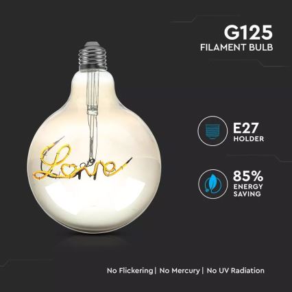 Светодиодная декоративная лампочка FILAMENT G125 E27/5W/230V 2200K