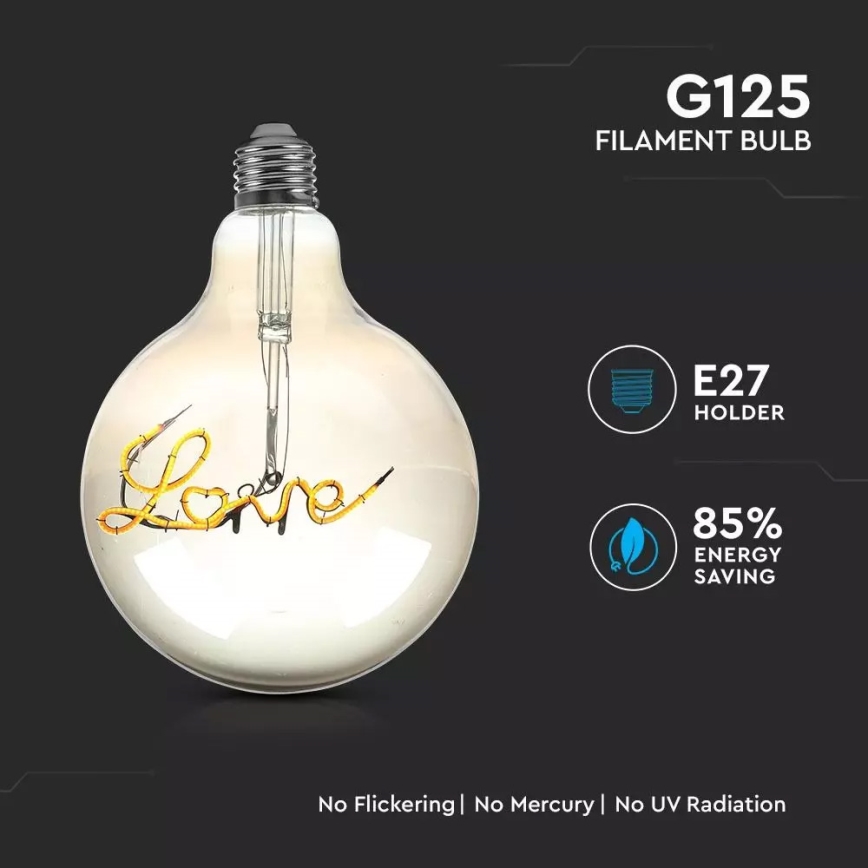 Светодиодная декоративная лампочка FILAMENT G125 E27/5W/230V 2200K
