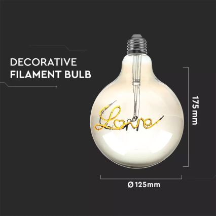 Светодиодная декоративная лампочка FILAMENT G125 E27/5W/230V 2200K
