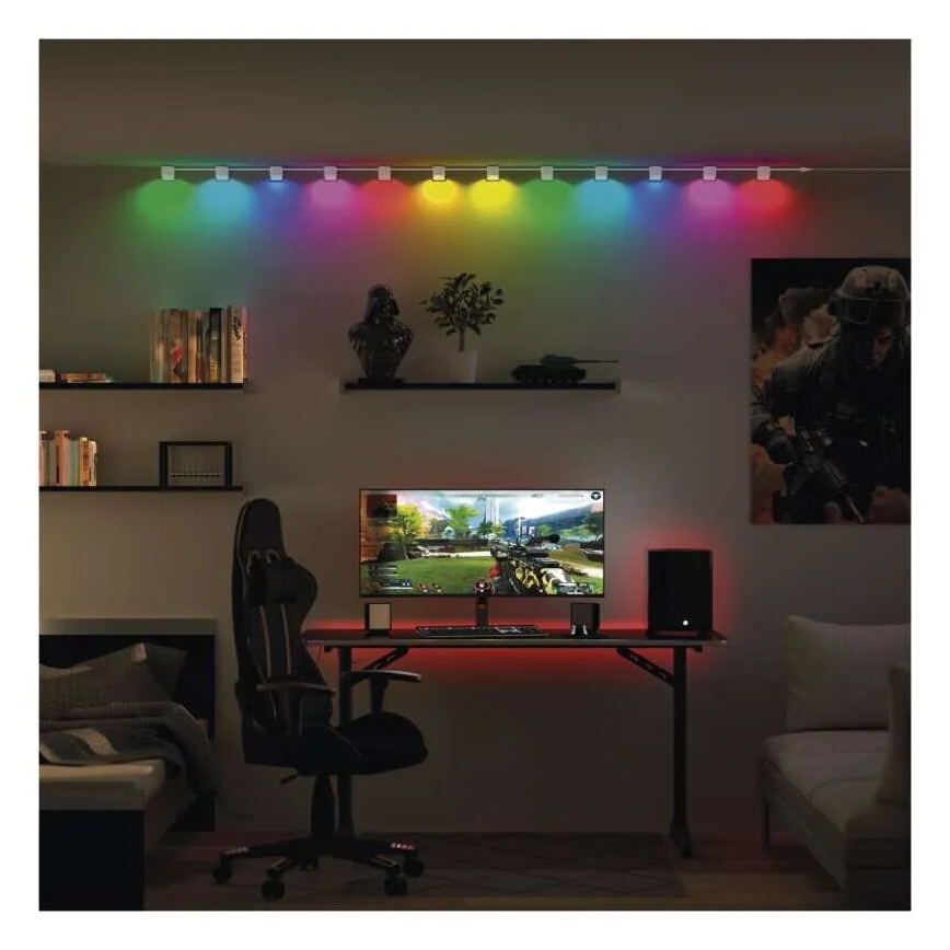 Светодиодная декоративная RGBIC+CCT гирлянда с точечным освещением GoSmart 12xLED/7W/230V 255 см Wi-Fi Tuya
