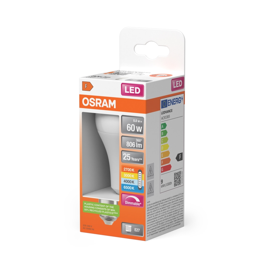 Светодиодная диммируемая лампа CLASSIC A60 E27/8,8W/230V 2700/3000/4000/6500K - Osram