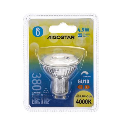 Светодиодная диммируемая лампа GU10/4,9W/230V 4000K - Aigostar