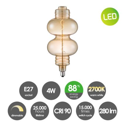 Светодиодная диммируемая лампа VINTAGE EDISON E27/4W/230V 2700K CRI 90