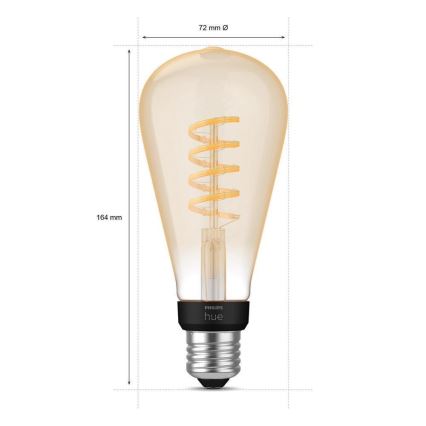 Светодиодная диммируемая лампочка Philips Hue WHITE AMBIANCE ST72 E27/7W/230V 2200-4500K