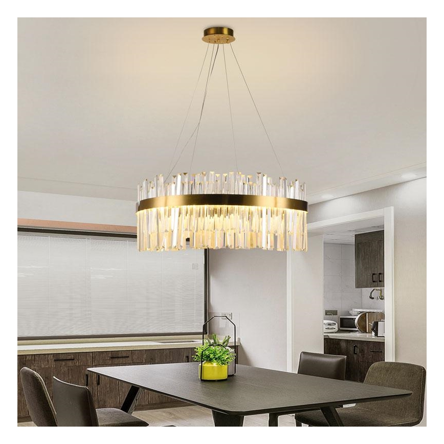 Светодиодная регулируемая кристальная люстра на тросе LED/80W/230V 3000-6500K с дистанционным управлением