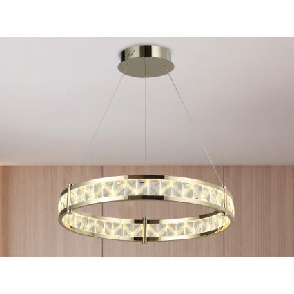 Диммируемая LED-хрустальная люстра на тросе ENRIQUE LED/55W//230V 3000-6000K, диаметр 80 см, с пультом дистанционного управления