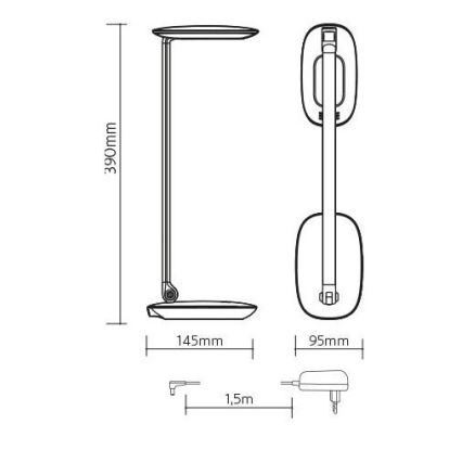 Светодиодная диммируемая настольная лампа с USB MOANA LED/6W/230V розовая