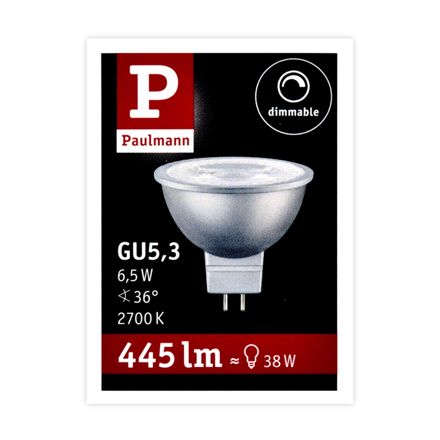 Светодиодная диммируемая прожекторная лампочка GU5.3/6.5W/12V 2700K - Paulmann 28759