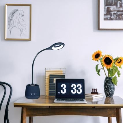 Светодиодная гибкая аккумуляторная настольная лампа с регулированием яркости LUSIA LED/5W/5V 3000/4000K 1200 mAh черный