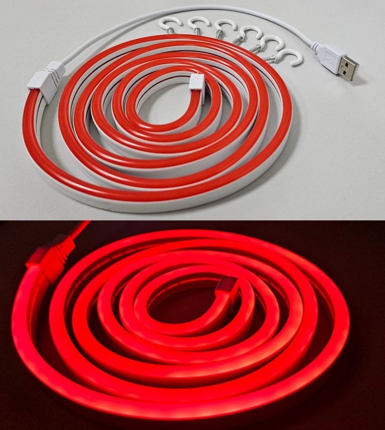 Светодиодная гибкая лента NEON LED/5V USB 1,8 м красный