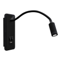Светодиодная гибкая настенная лампа c USB BASE 1xLED/8W+1xLED/2W/230V черный