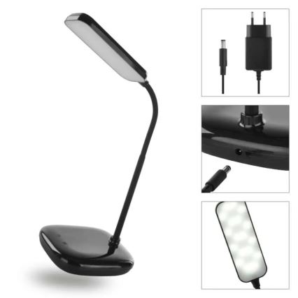 Светодиодная гибкая настольная лампа с регулированием яркости LED/12W/230V 3000K/4000K/6500K черный