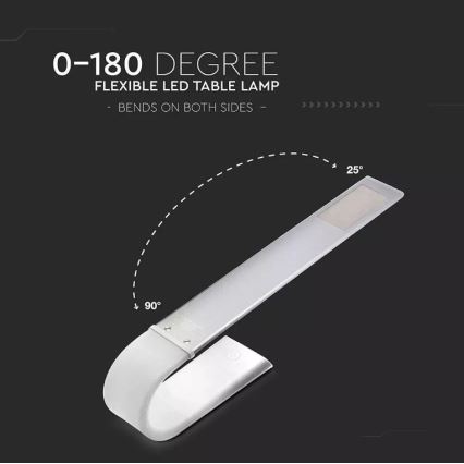 Светодиодная гибкая настольная лампа с регулированием яркости LED/6,5W/5V 2000 mAh 3000K/4500K/6000K