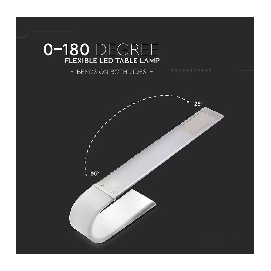 Светодиодная гибкая настольная лампа с регулированием яркости LED/6,5W/5V 2000 mAh 3000K/4500K/6000K