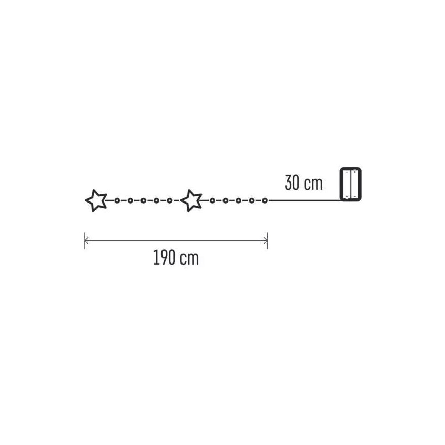 Светодиодная гирлянда 20xLED/2xAA, 2,2 м, тёплый белый