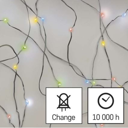 Светодиодная гирлянда 20×LED, питание от 2×AA, длина 2,4 м, многоцветная