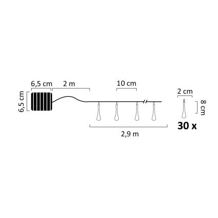 Светодиодная гирлянда на солнечной батарее ICE 30xLED/1,2V IP44