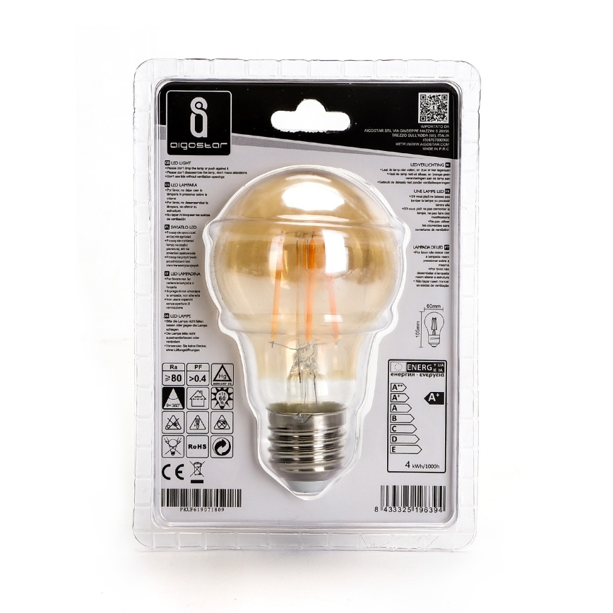 Светодиодная лампа A60 E27/4W/230V 2200K - Aigostar