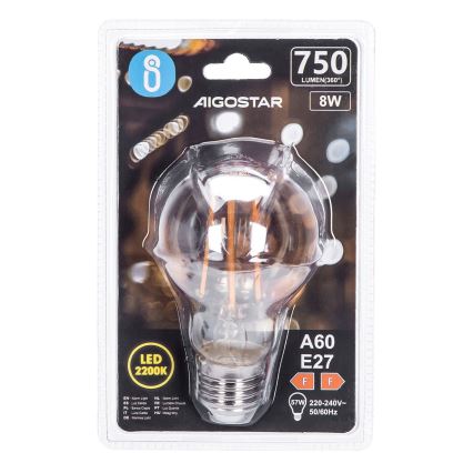Светодиодная лампа A60 E27/8W/230V 2200K - Aigostar