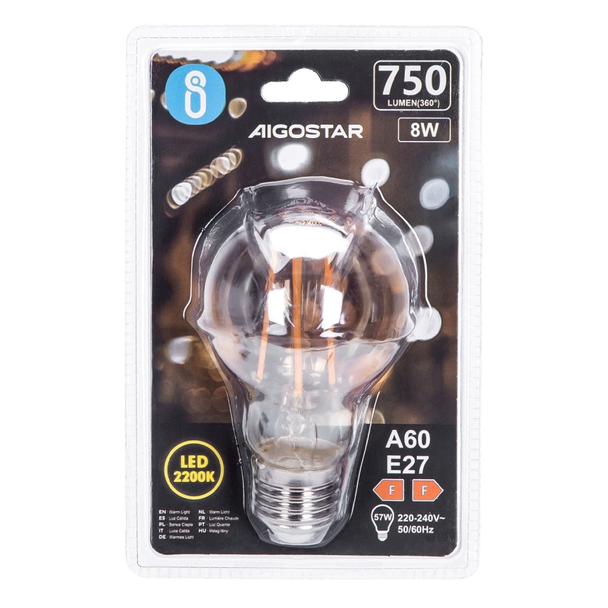 Светодиодная лампа A60 E27/8W/230V 2200K - Aigostar
