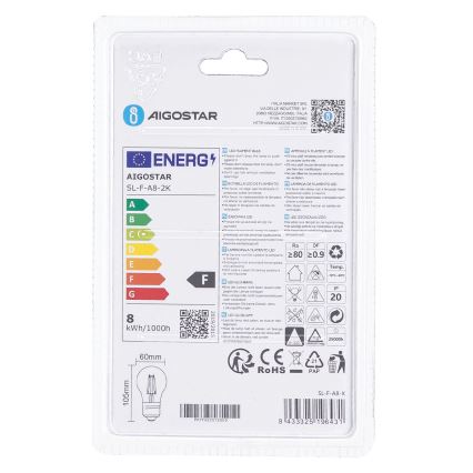 Светодиодная лампа A60 E27/8W/230V 2200K - Aigostar