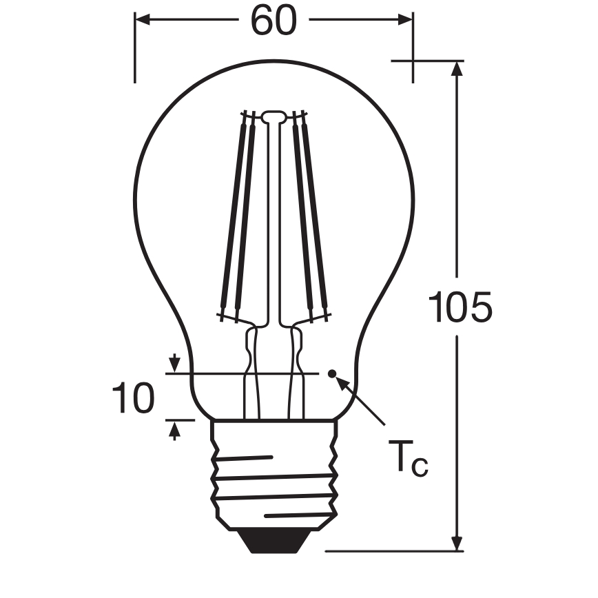 Светодиодная лампа CLASSIC FILAMENT A60 E27/7,5W/230V 2700K - Ledvance