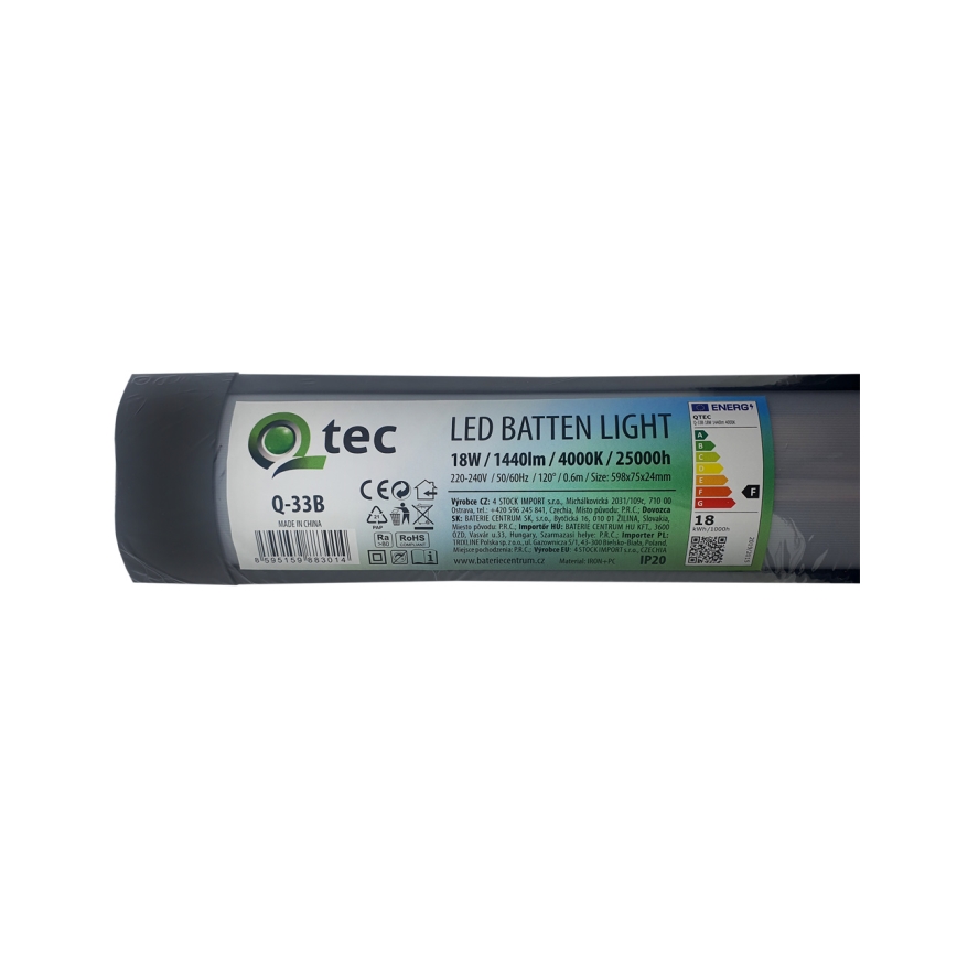 Светодиодная лампа для подсветки кухонной столешницы QTEC LED/18W/230V 60 см черный