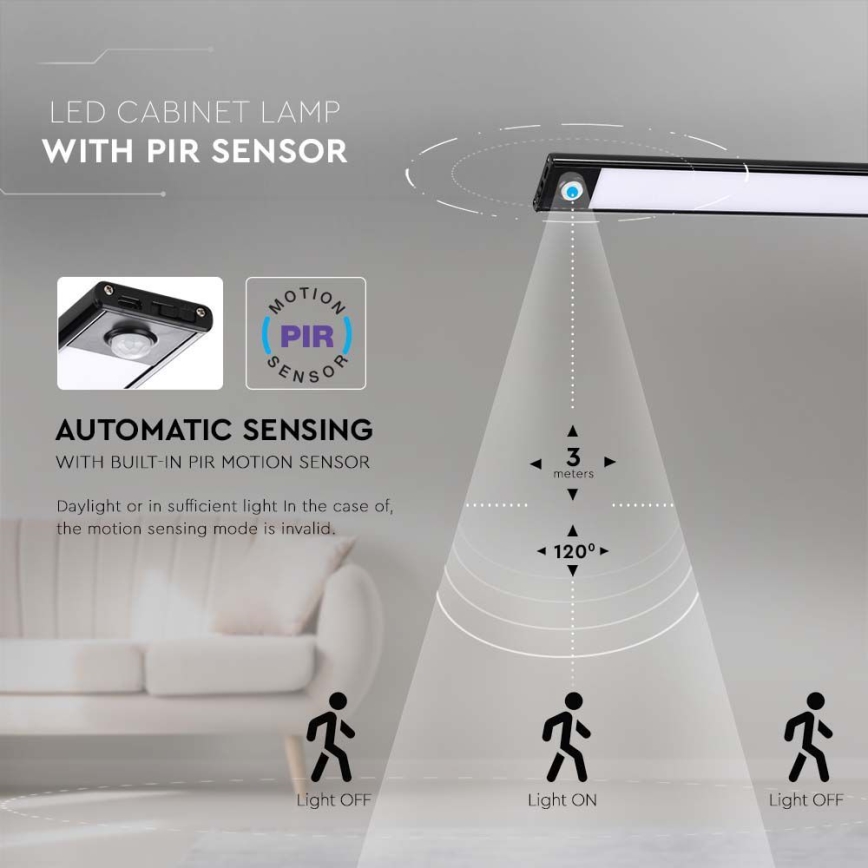 Светодиодная лампа для подсветки кухонной столешницы с датчиком LED/2W/5V 2200 mAh 3000K