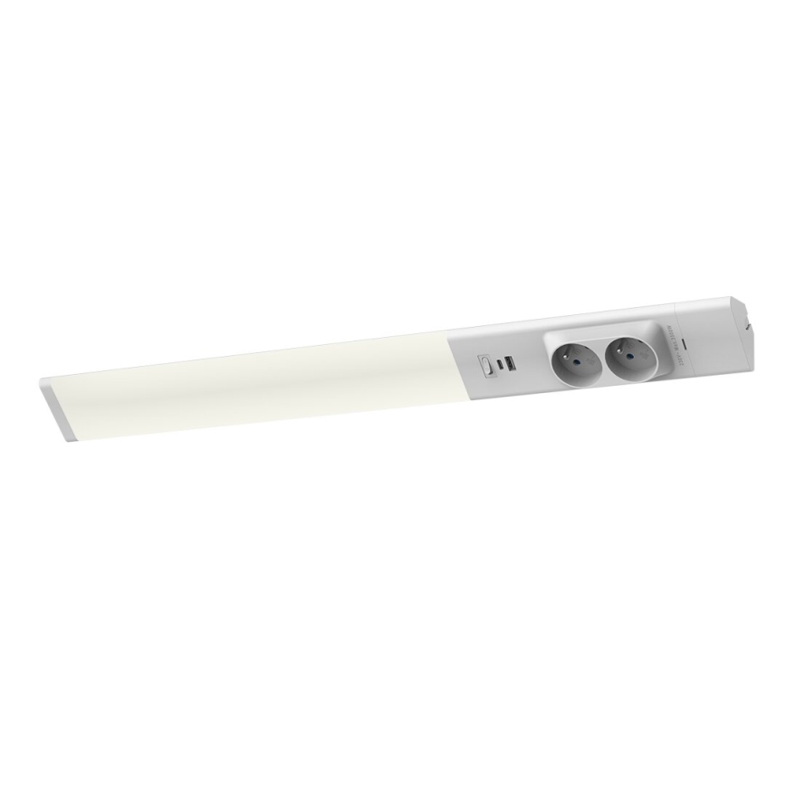 Светодиодная лампа для подсветки кухонной столешницы с розетками и USB порты LED/18W/230V 4000K серебристый