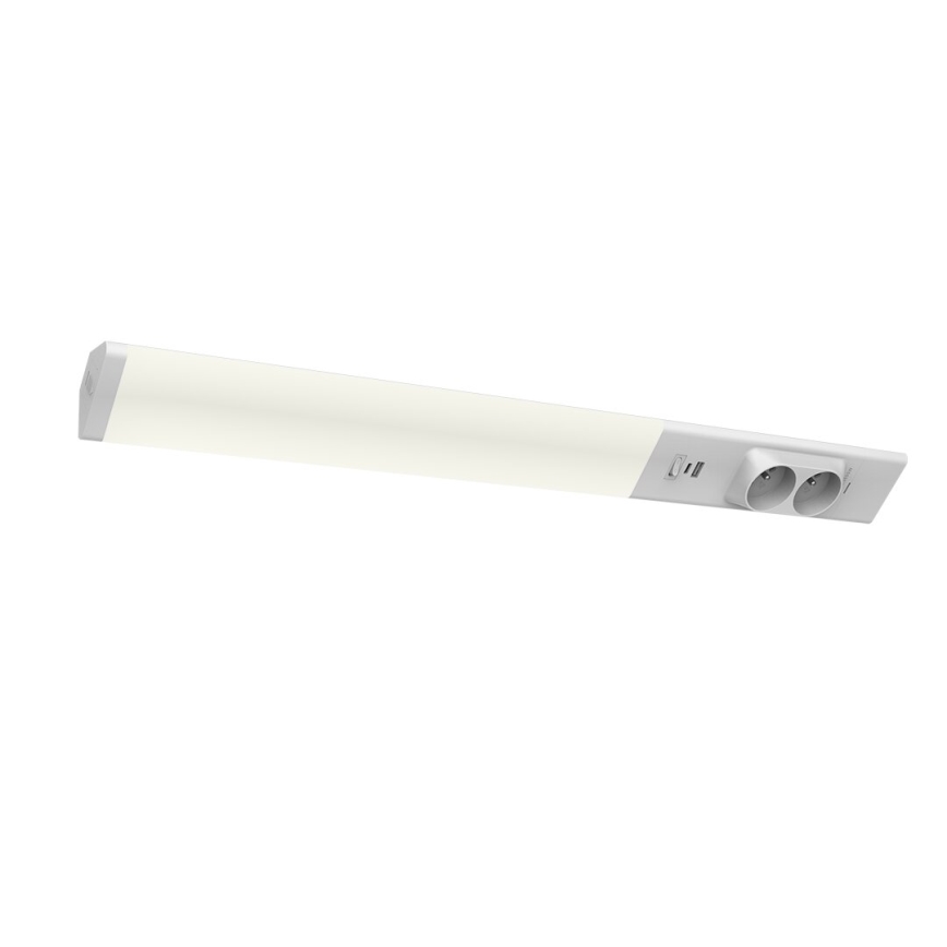 Светодиодная лампа для подсветки кухонной столешницы с розетками и USB порты LED/18W/230V 4000K серебристый