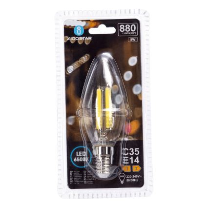 Светодиодная лампа FILAMENT C35 E14/8W/230V 6500K - Aigostar