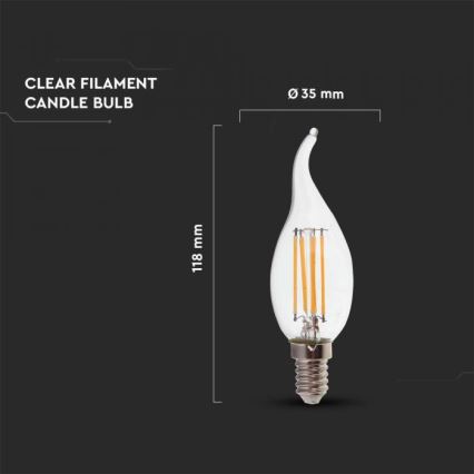 Светодиодная лампа FILAMENT E14/4Вт/230В 4000К