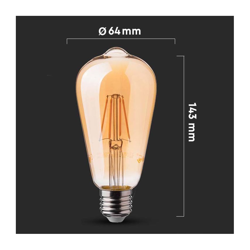 Светодиодная лампа FILAMENT ST64 E27/6W/230V 2200K