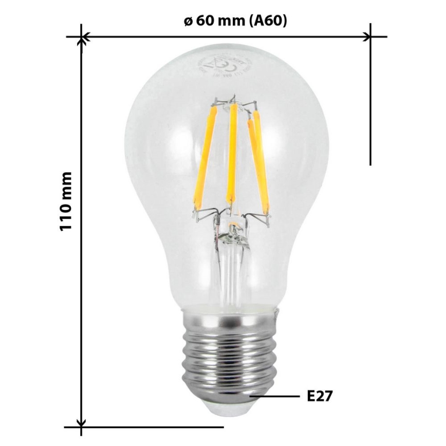 Светодиодная лампа FILAMENT VINTAGE A60 E27/7W/230V 2700K
