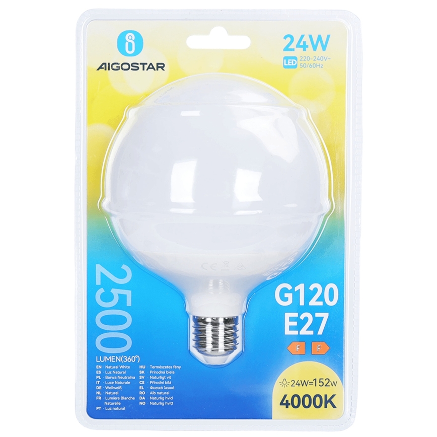 Светодиодная лампа G120 E27/24W/230V 4000K - Aigostar