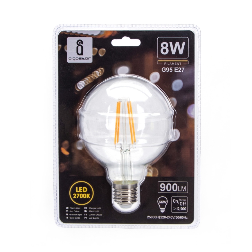 Светодиодная лампа G95 E27/8W/230V 2700K - Aigostar