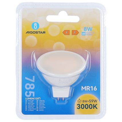 Светодиодная лампа MR16 GU5,3/8 Вт/12 В 3000K - Aigostar