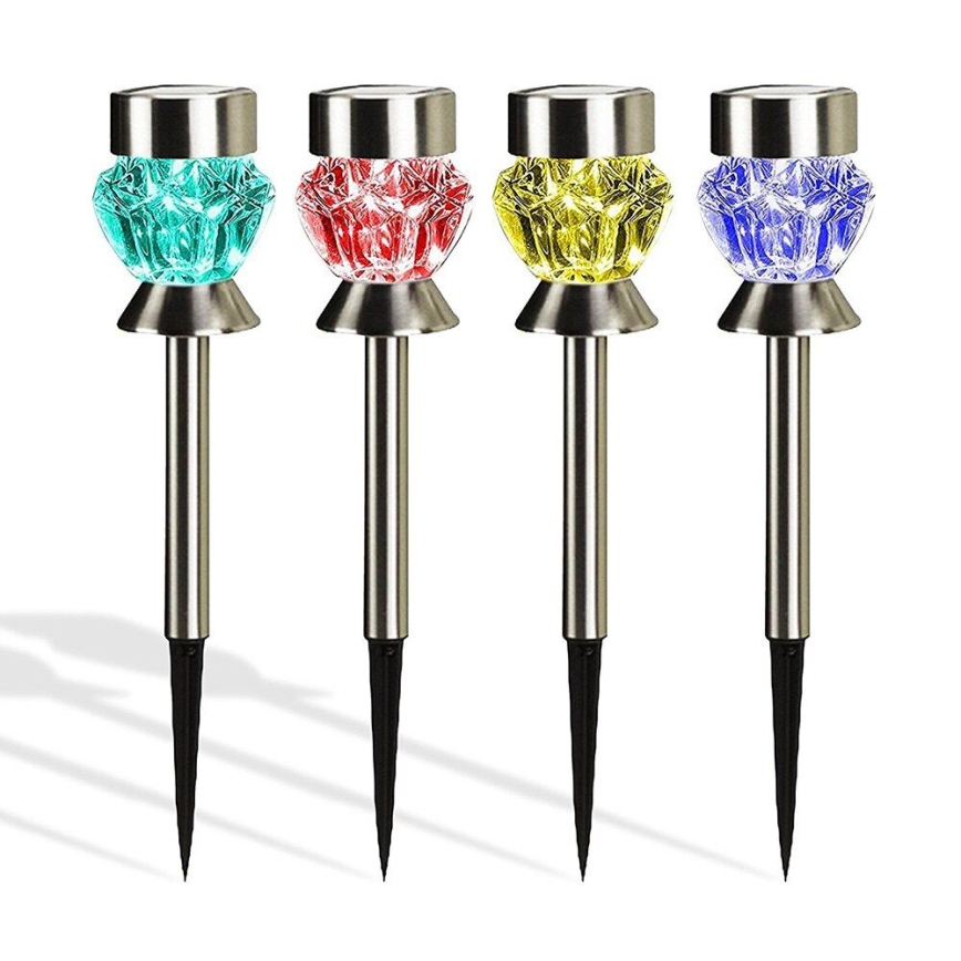 Светодиодная лампа на солнечной батарее CRYSTAL 2xLED-RGB/0,02W/1xAAA матовый хром