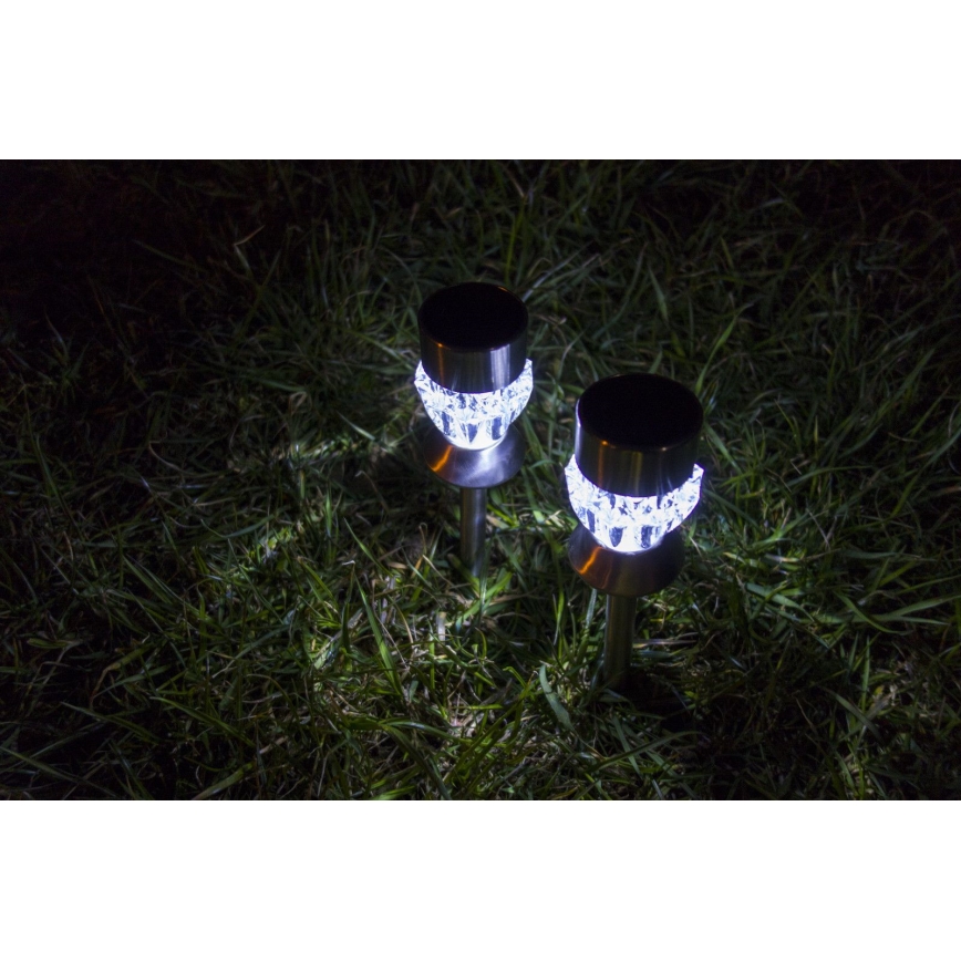 Светодиодная лампа на солнечной батарее CRYSTAL 2xLED-RGB/0,02W/1xAAA матовый хром