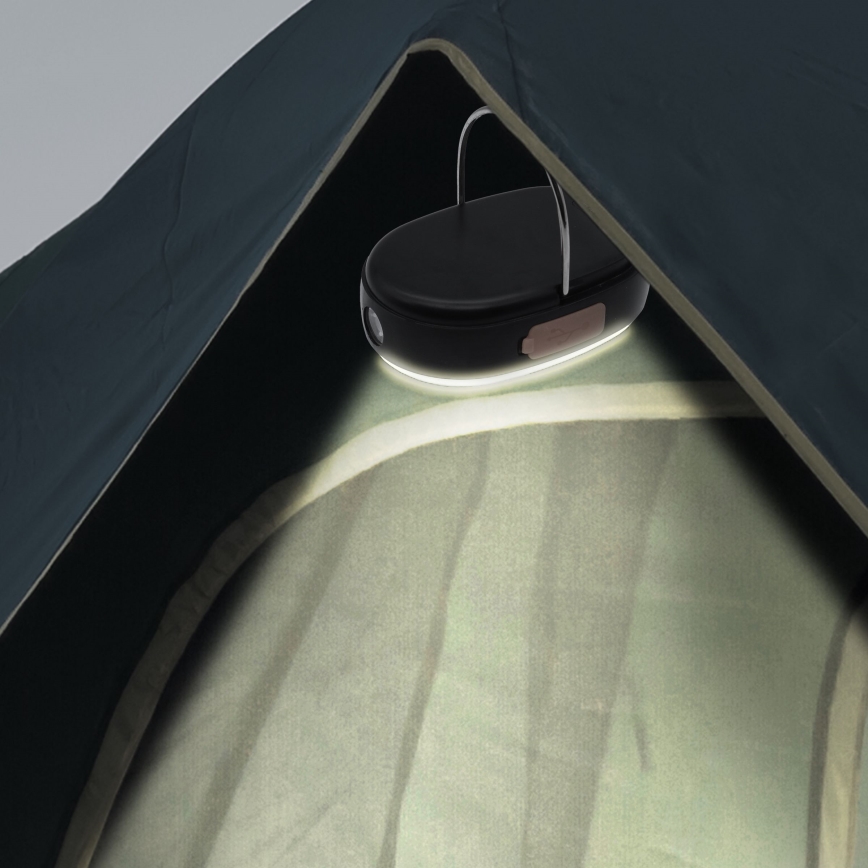 Светодиодная аккумуляторная лампа на солнечной батарее с регулированием яркости и функцией повербанка K4 LED/1W/5V 3000-6500K IPX4 4000 mAh черный