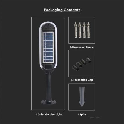 Светодиодная лампа на солнечной батарее с датчиком BOLLARD LED/5W/5,5V 70 см 3000K IP65