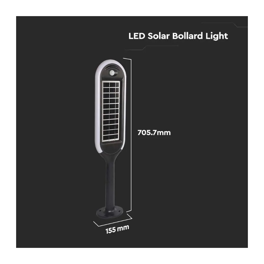 Светодиодная лампа на солнечной батарее с датчиком BOLLARD LED/5W/5,5V 70 см 3000K IP65
