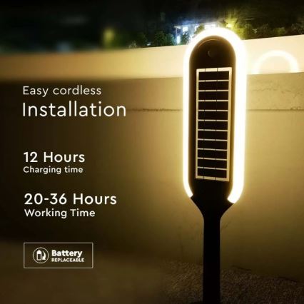 Светодиодная лампа на солнечной батарее с датчиком BOLLARD LED/5W/5,5V 70 см 3000K IP65