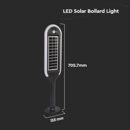 Светодиодная лампа на солнечной батарее с датчиком BOLLARD LED/5W/5,5V 70 см 4000K IP65