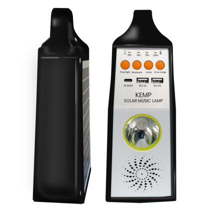Светодиодная лампа на солнечной батарее с динамиком и повербанком LED/5W/7200mAh IP65