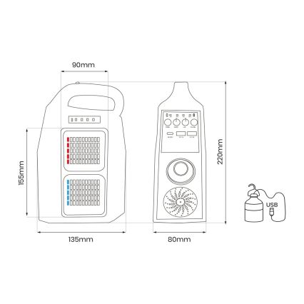 Светодиодная лампа на солнечной батарее с динамиком и повербанком LED/5W/7200mAh IP65