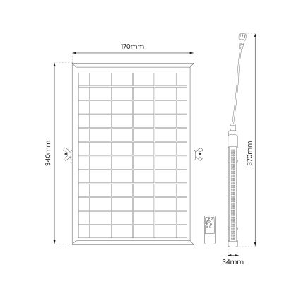 Светодиодная уличная лампа с регулированием яркости, датчиком освещенности и солнечной панелью JIMMY 40W/5000 mAh 3,7V 6000K IP65 + дистанционное управление
