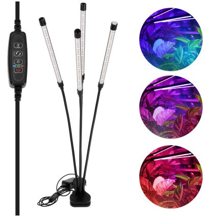 Светодиодная гибкая настольная лампа с регулированием яркости и зажимом для выращивания растений VITARO 4xLED/10W/230V черный