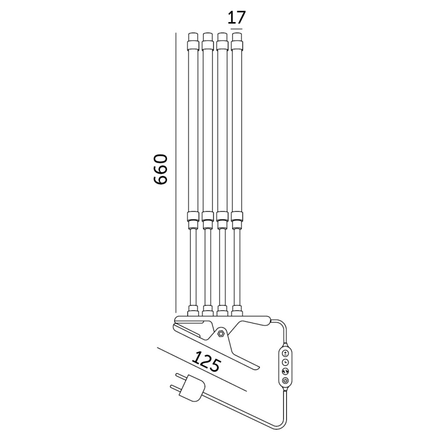 Светодиодная гибкая настольная лампа с регулированием яркости и зажимом для выращивания растений VITARO 4xLED/10W/230V черный