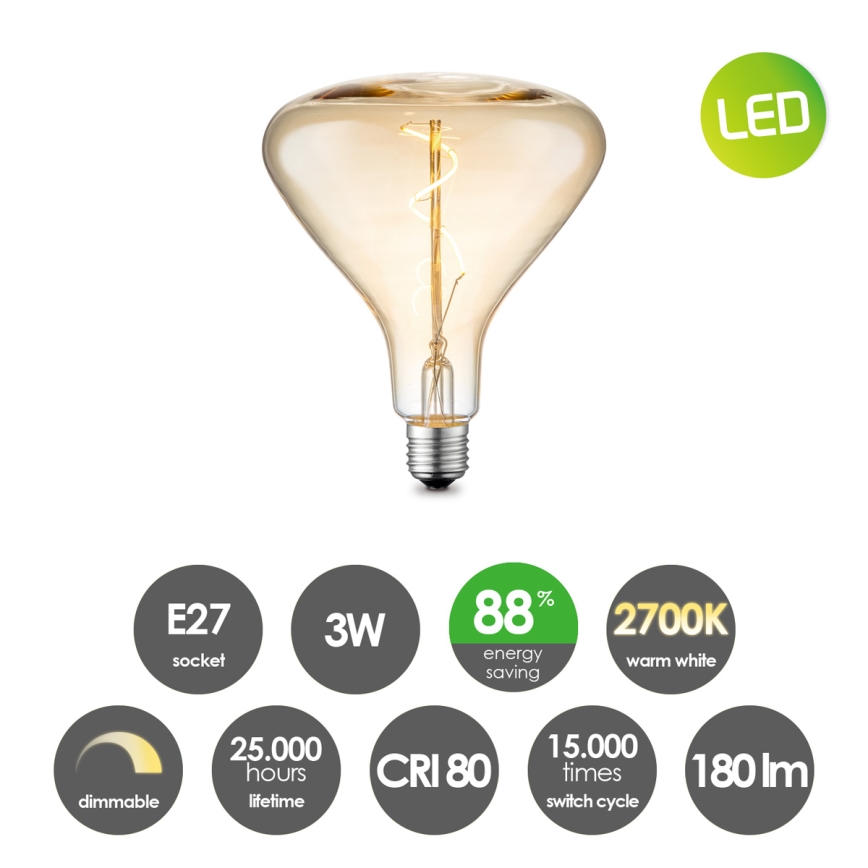 Светодиодная лампа с регулированием яркости VINTAGE EDISON E27/3W/230V 2700K